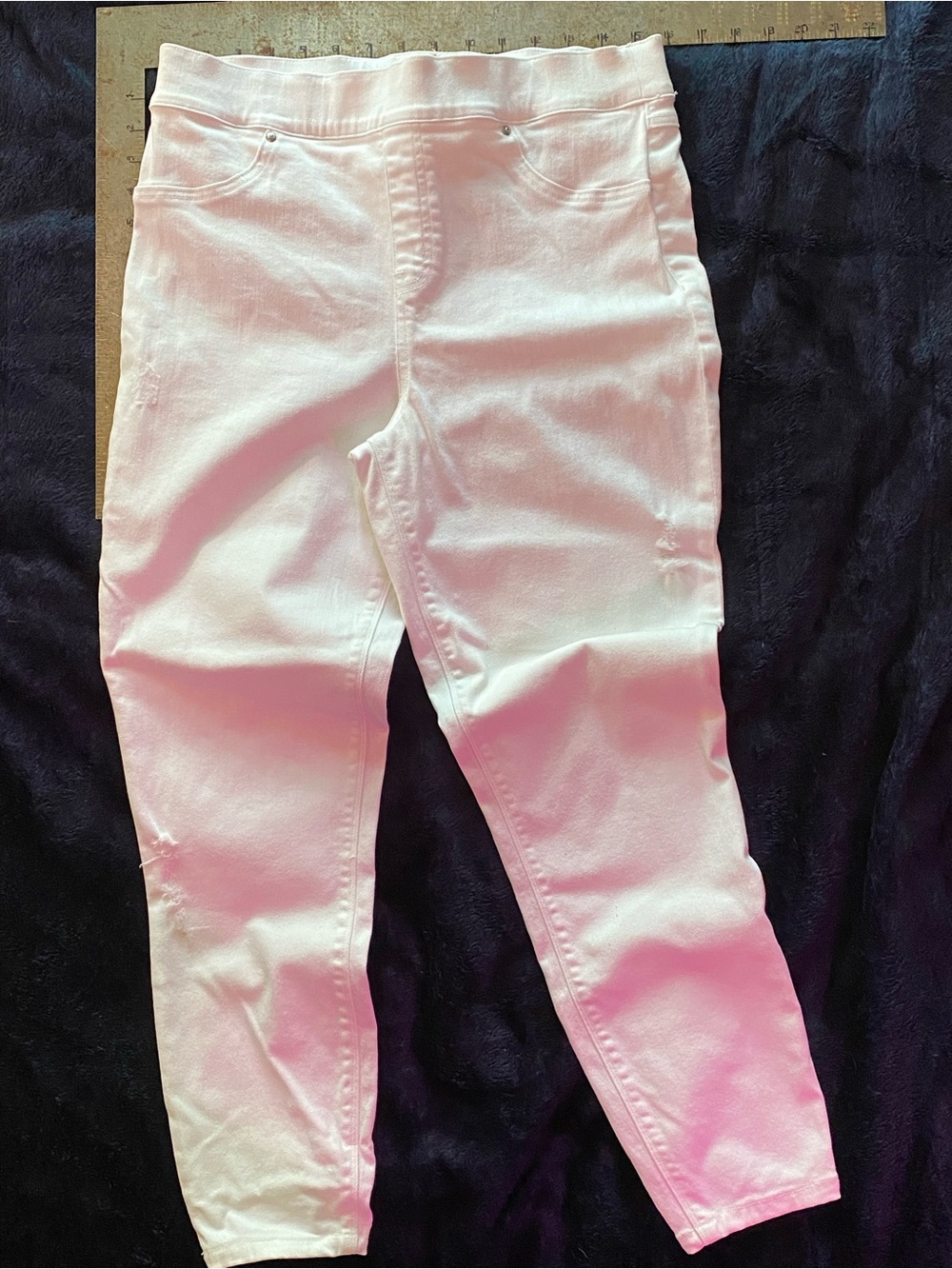 SPANX White High-Rise Stretch Jeans with Belly Sheath Belt